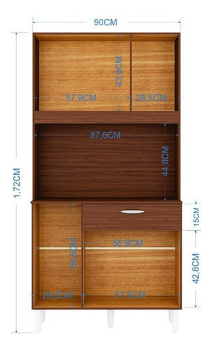 Alacena Mueble Auxiliar Cocina Magda 6 Puertas Capuchino