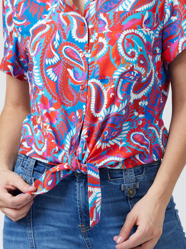 Blusa Estampada Con Amarre Foleys 124119
