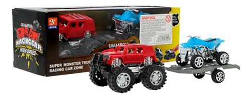 Camioneta De Juguete Con Trailer Y Cuatriciclo 23x8x8.5cm