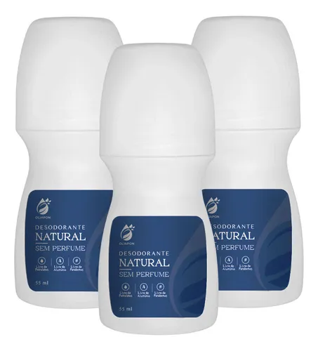 comprar Kit 3 Desodorante Sem Alumínio 55ml Oliapon Modelo Fragrância Sem Perfume