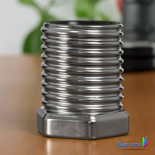 Taza De Ceramica En Forma De Tornillo Color Plateado