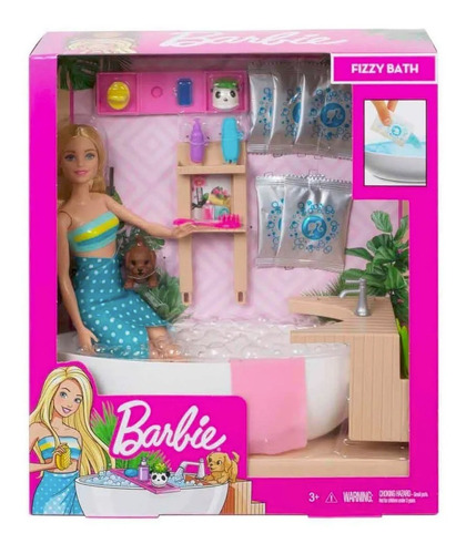 Muñeca Barbie Espuma De Baño Con Tina Y Accesorios - Mattel