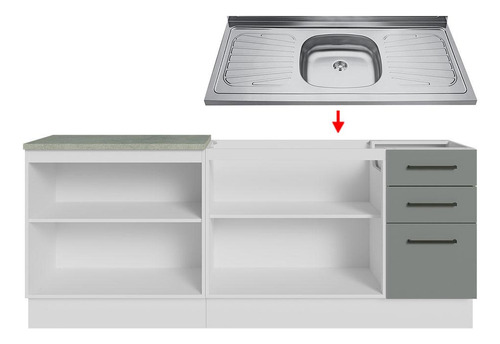 Cocina Integral Completa Modular Madesa Agata Con Pia 200cm
