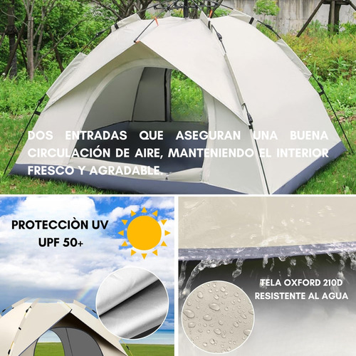 Carpa Camping 4 Estaciones Impermeable Automatica 2 Personas