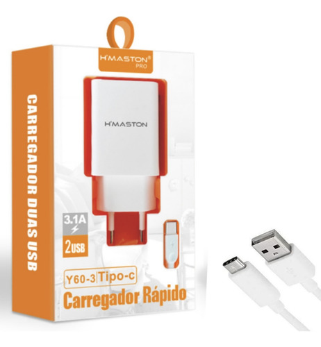Fonte Turbo 50w Usb-c +c + Cabo Tipo C Compatível C/ iPhone