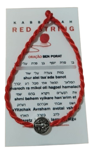 Pulseira Kaballah Trançada Com Medalha De São Bento Proteção