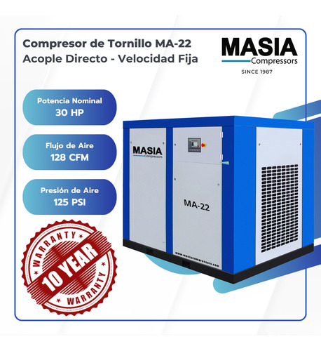 Compresor Lubricado Aceite Ma-22 189 Psi 2.350 L/m 220v 30hp