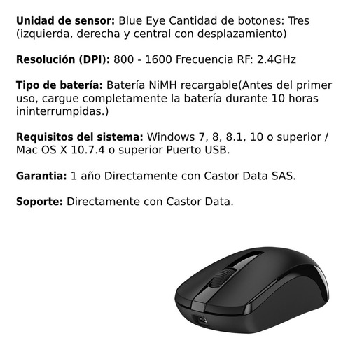 Mouse inalámbrico recargable Genius ECO-8100 negro