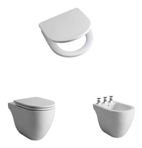 Combo Inodoro Ferrum Fontana Iocqj+bide 3 Boa3j+tapa Ttxus