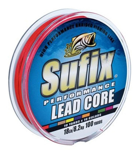 Multifilamento Plomo Sufix Lead Core 36 Libras Trolling Color Multicolor