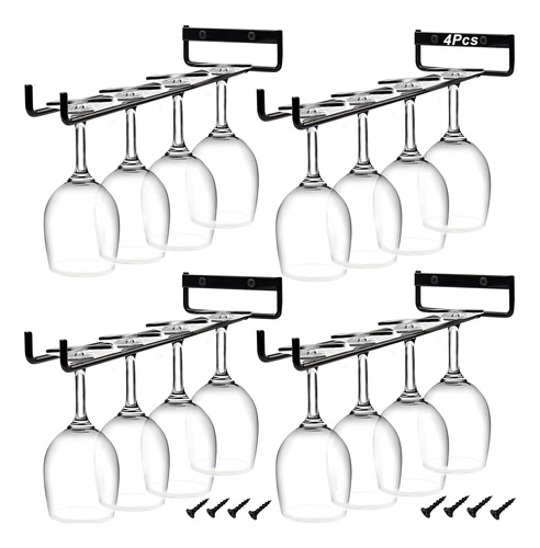 4pcs Stemware Wine Glass Rack Wall Mountable, Metal Win...