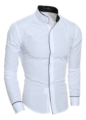Camisa De Manga Larga Ajustada La Moda Informal Para Hombre
