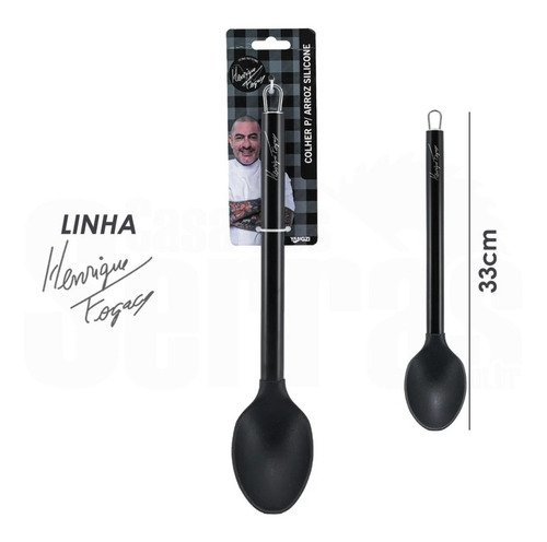 Colher Para Arroz Inox Chef Fogaça 33 Cm 22588 Yangzi Cor do cabo Preto