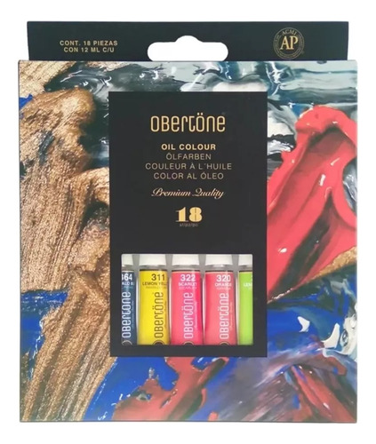 Kit Estuche Pintura Óleo Obertone Arte Tubo 18 Colores 12 Ml