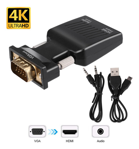 Adaptador L Vga A Hdmi Convertidor De Audio Y Video Vga A Hd