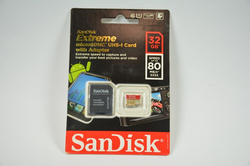Imagem 2 de 4 de Cartão De Memória Microsd Sandisk Extreme 32gb Leitura80mb/s