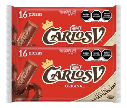 Carlos V Chocolate Original 32 Pz De 18 G C/u