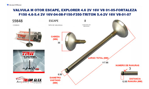 Valvula De Escape Fortaleza Triton 5.4-6.8 32v