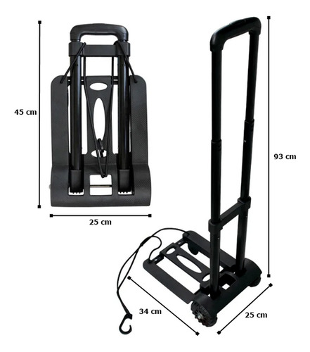 Carrito Coche Plegable De Carga Cajas Compras Agua Gas 25 Kg
