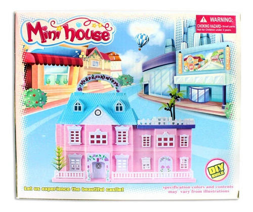 Casa De Muñecas Transportable Con Accesorios Y Figuras Nenas Color Turquesa