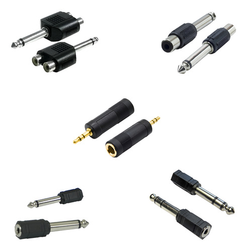 10 Adaptadores De Audio Auxiliar Rca Plug 6.35mm