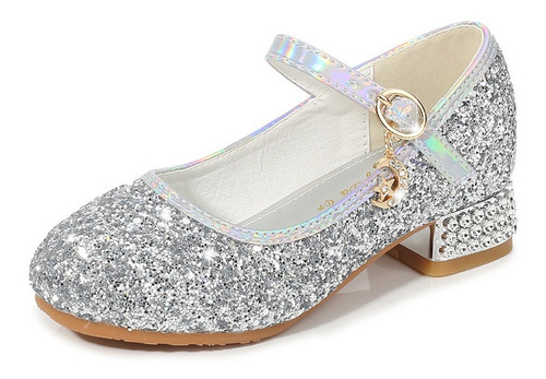 Zapatos Princesa Lentejuelas De Plata Para Niñas S:25-38