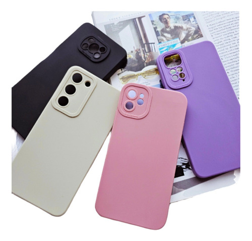 Funda Silicona Lisa Con Protector Camara Para Samsung