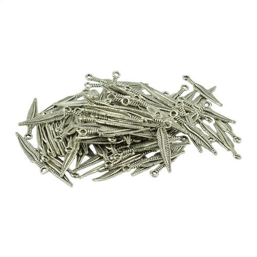 120pcs Colgantes De De Conector De De De Plumas De Plata