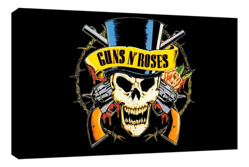 Cuadro Decorativo Canvas Moderno Guns N Roses Dibujo Color Guns N Roses Logo 9 Armazón Natural