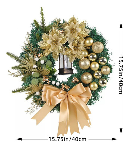 Decoración Navideña Corona Navideña Con Linterna 2023