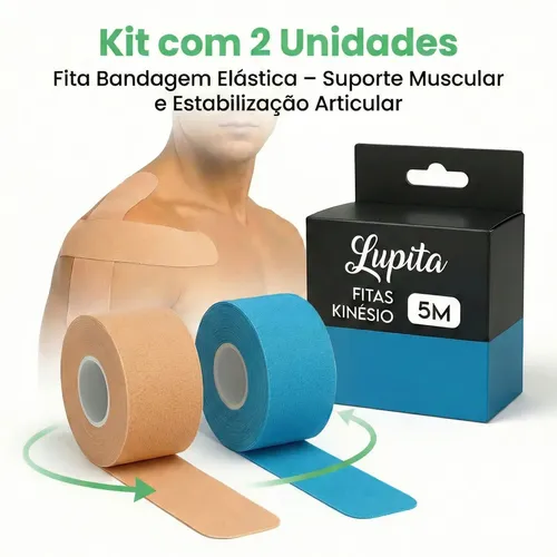 Kit 2 Fitas Kinesio Tape Fita Bandagem Elástica Taping Fisioterapia e Tratamentos
