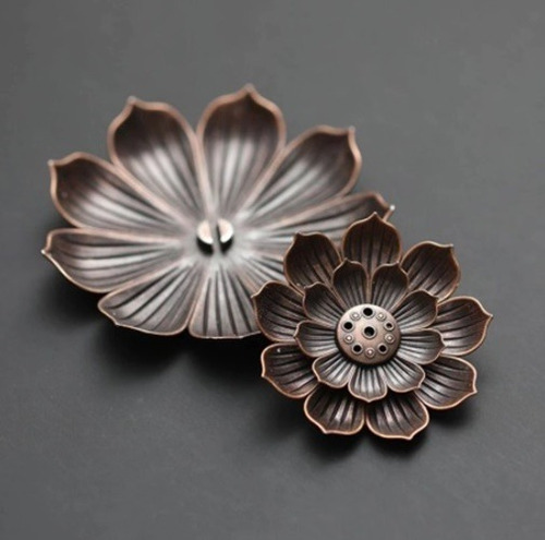 Imagen 4 de 6 de Decoración Porta-incienso Flor De Loto Bronce
