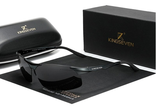 Óculos De Sol Kingseven Masculino Polarizado Uv400 Luxuoso Cor Preto Cor da armação Preto