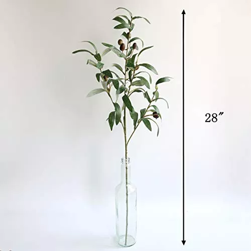 Tallos de ramas de olivo artificiales, 5 piezas, 28 pulgadas