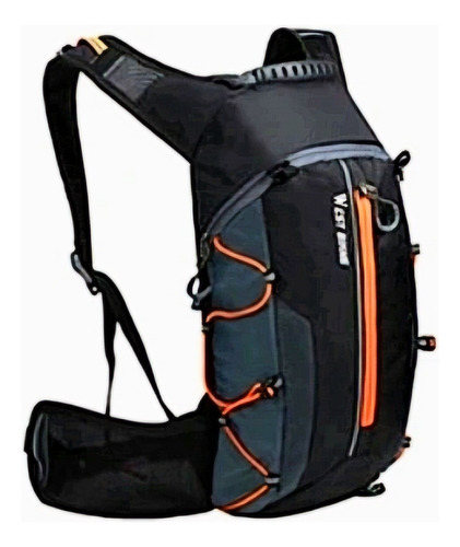 Mochila De Hidratación Running Ciclismo Trekking 10 Litros Negro Y Naranja Liso