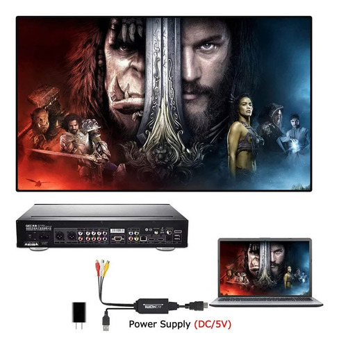 Conversor Rca Para Hdmi Para Pc, Tv, Dvd Feminino Para..