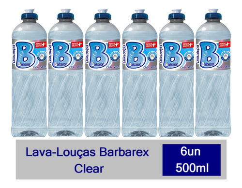 Detergente Barbarex 500ml Clear Com 6 Unidades
