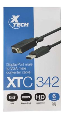 Cable Convertidor Adaptador Dp Display Port Vga 1.8m X-tech