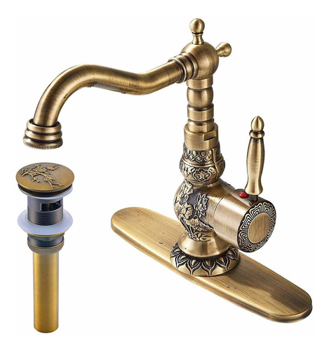 Senlesen Antique Brass Swivel Spout Bathroom Faucet Vanity S