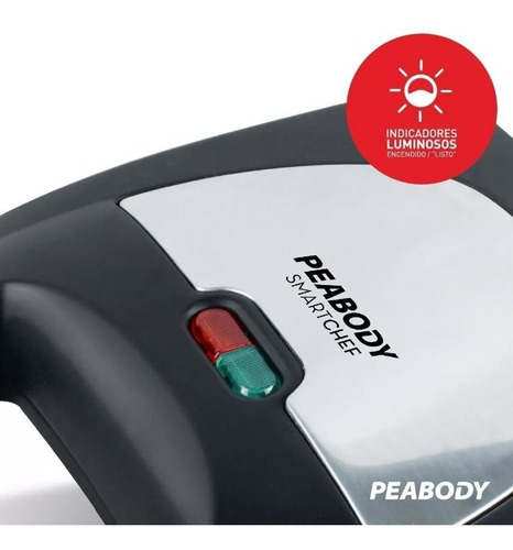 Imagen 2 de 10 de Sandwichera Eléctrica Peabody Placas Antiadherente Pe-s6191