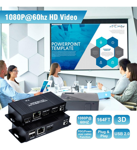 Extensor Hdmi Usb Kvm Extender 60 Mts Transmit Hz Hd Video