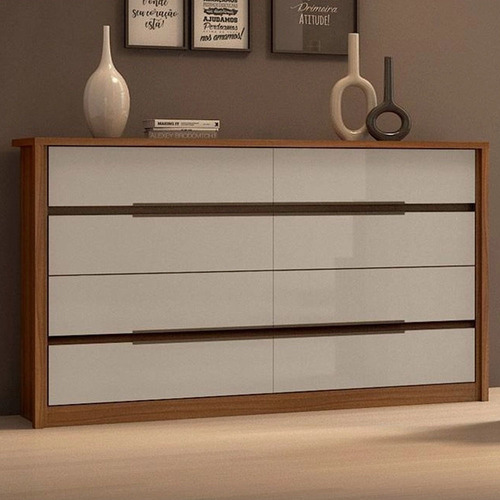 Imagem 2 de 5 de Comoda Urban 8 Gavetas Imbuia Naturale/off White - Lopas