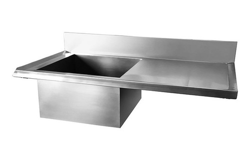 Tampo Pia Aço Inox 1 Cuba 50x40x25 Esq. 120x70 Md2856