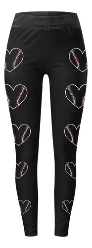 Leggings Elásticos Con Estampado De Béisbol Q Pants, A La Mo