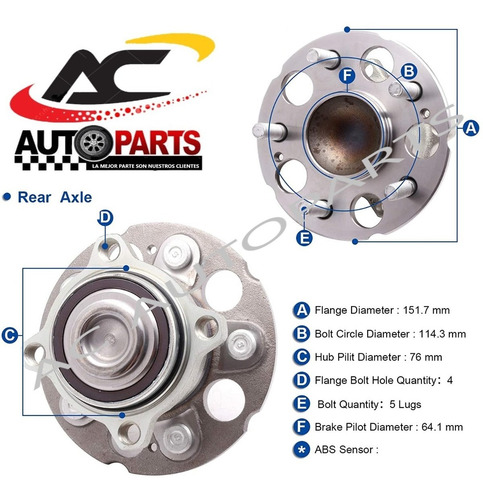 Cubo Mozo Rodamiento Trasero Honda Crv Cr-v 4x2 Años 07-11