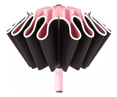 Paraguas Cortaviento Plegable Automático Fuerte Para Color Rosa