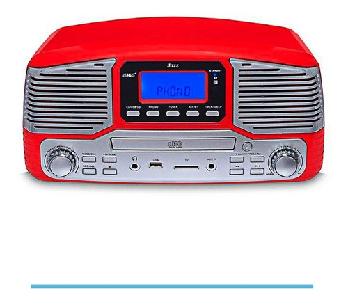 Vitrola Toca-discos Raveo Jazz Vermelho Com Usb E Bluetooth