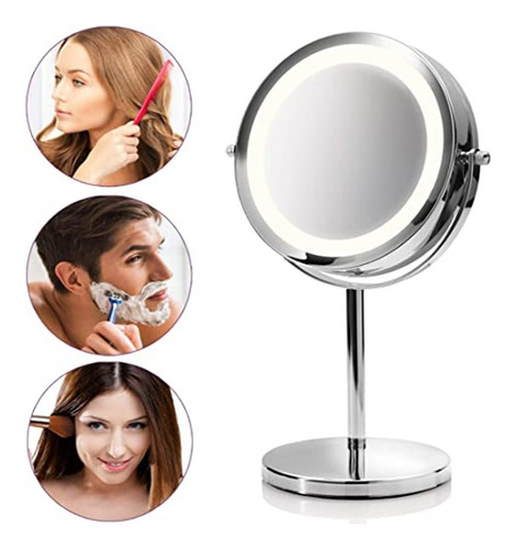 Espejo Maquillaje Iluminado Led Mesada Aumento X5 20.32cm