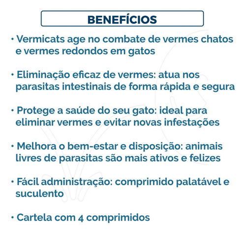 Vermifugo E Antipulgas Gato Vermicats 01-12kg 4cp