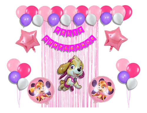 Kit Decoración Fiesta Temática Paw Patrol Skye (58 Pzas)